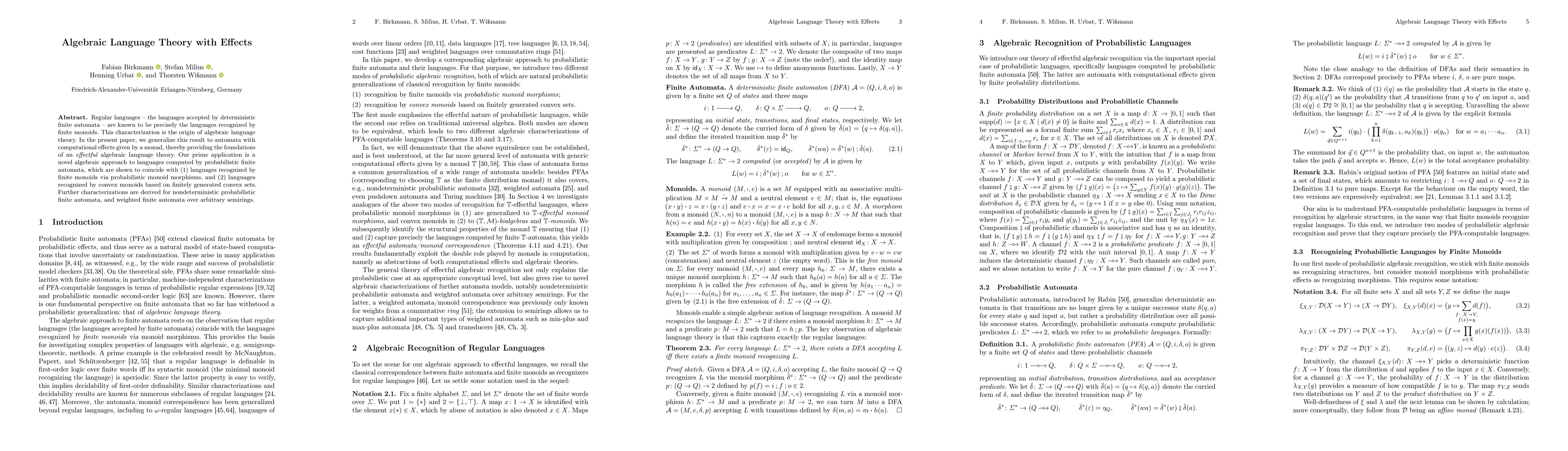 Thumbnail for Algebraic Language Theory with Effects