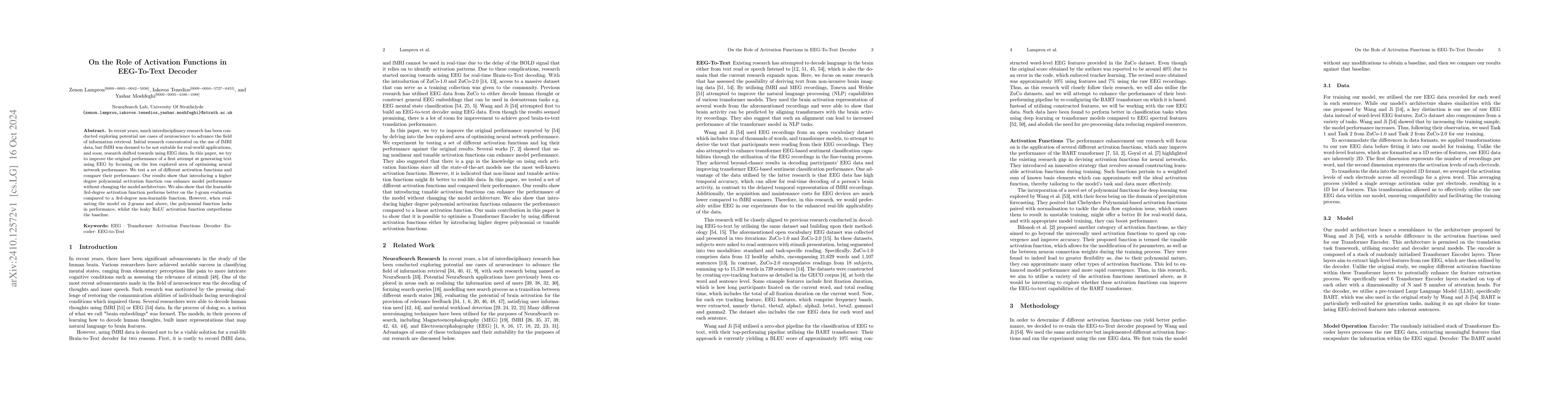 Thumbnail for On the Role of Activation Functions in EEG-To-Text Decoder