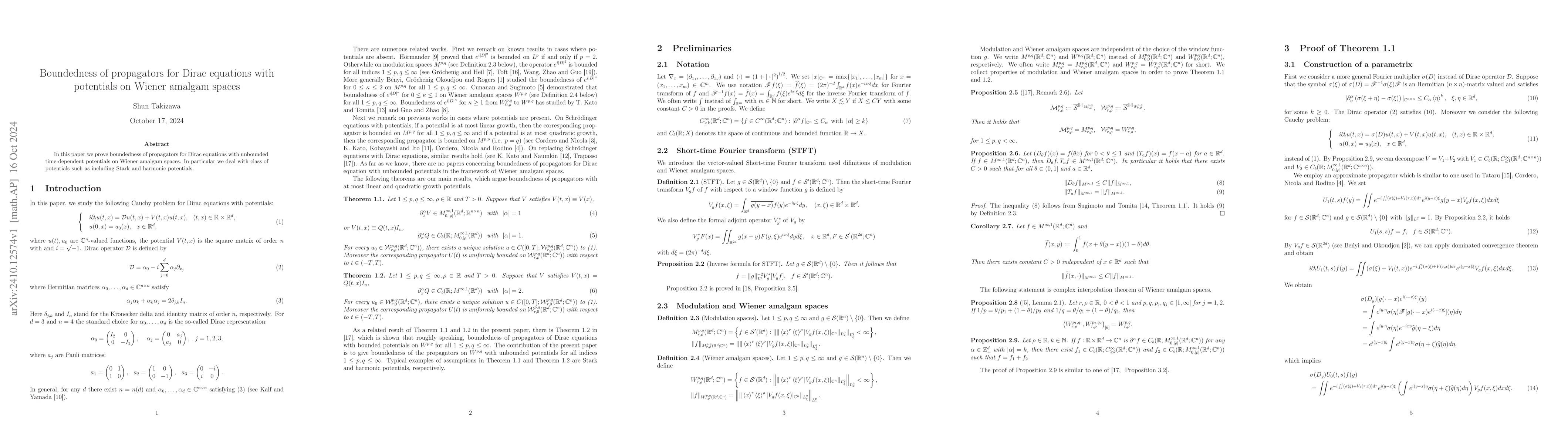 Thumbnail for Boundedness of propagators for Dirac equations with potentials on Wiener
  amalgam spaces
