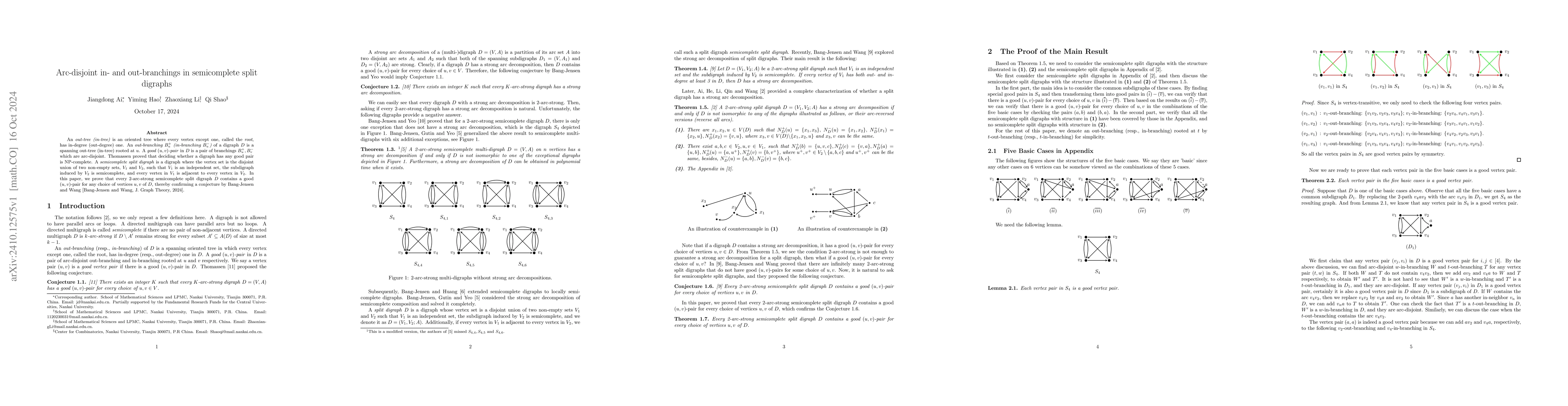 Thumbnail for Arc-disjoint in- and out-branchings in semicomplete split digraphs