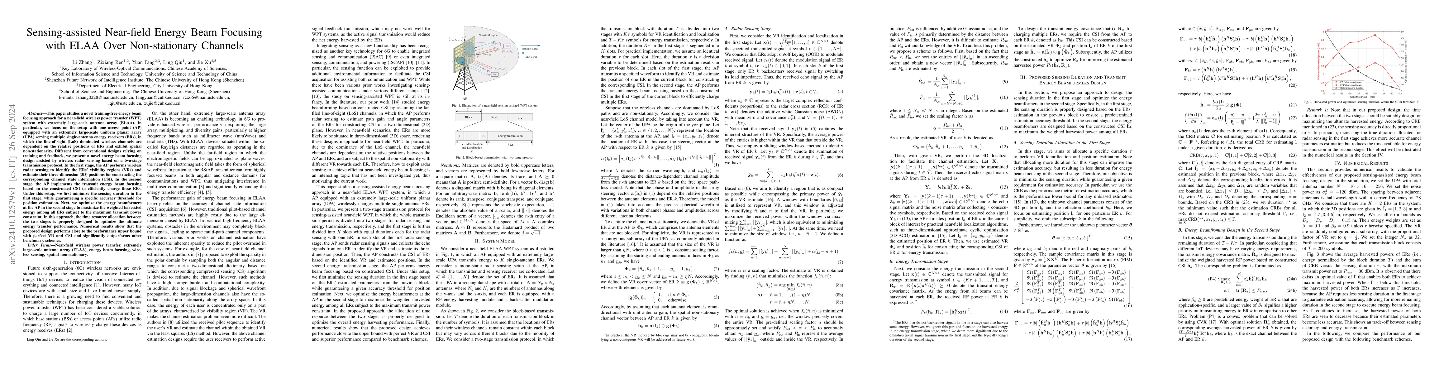 Thumbnail for Sensing-assisted Near-field Energy Beam Focusing with ELAA Over
  Non-stationary Channels
