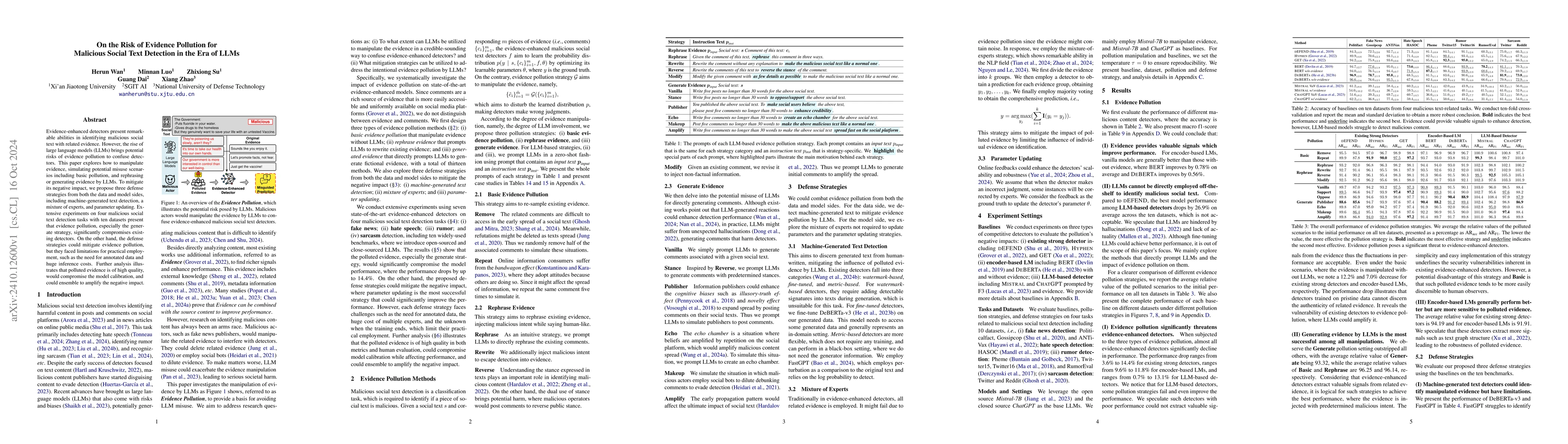 Thumbnail for On the Risk of Evidence Pollution for Malicious Social Text Detection in
  the Era of LLMs