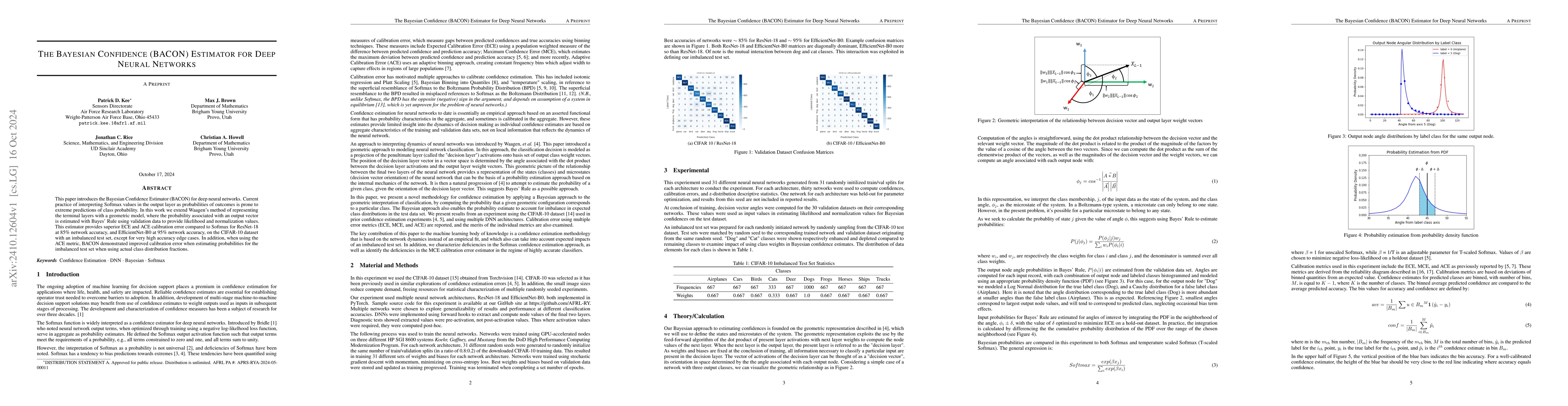 Thumbnail for The Bayesian Confidence (BACON) Estimator for Deep Neural Networks