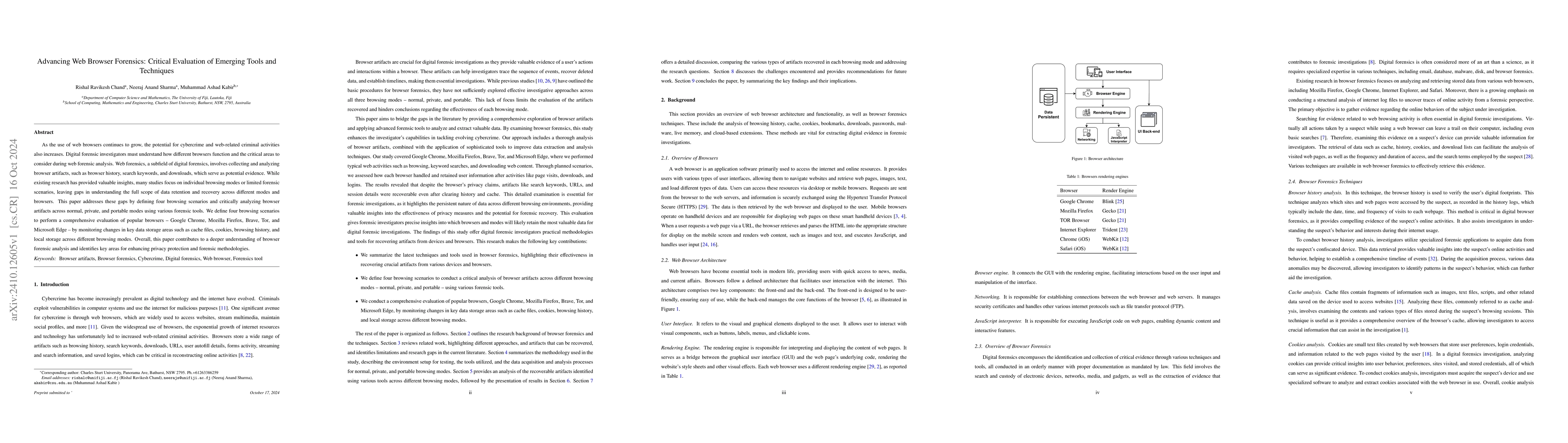 Thumbnail for Advancing Web Browser Forensics: Critical Evaluation of Emerging Tools
  and Techniques