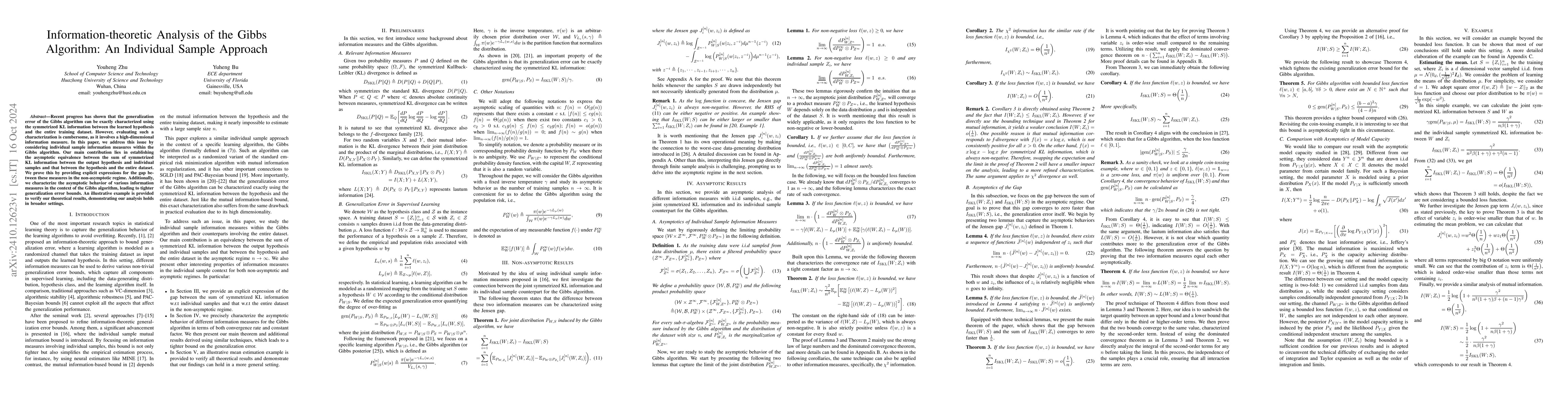 Thumbnail for Information-theoretic Analysis of the Gibbs Algorithm: An Individual
  Sample Approach
