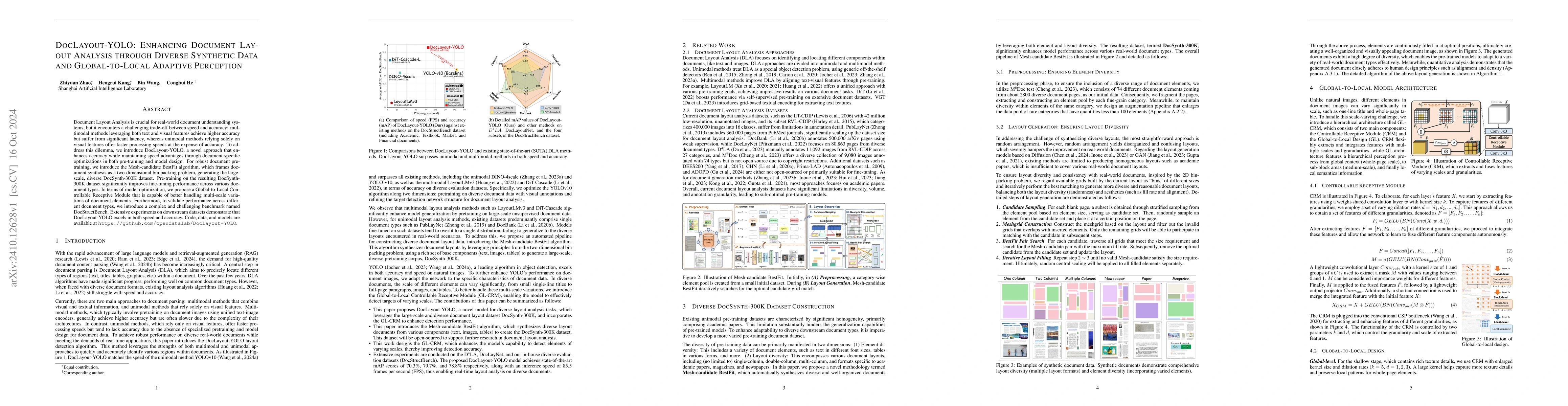 Thumbnail for DocLayout-YOLO: Enhancing Document Layout Analysis through Diverse
  Synthetic Data and Global-to-Local Adaptive Perception