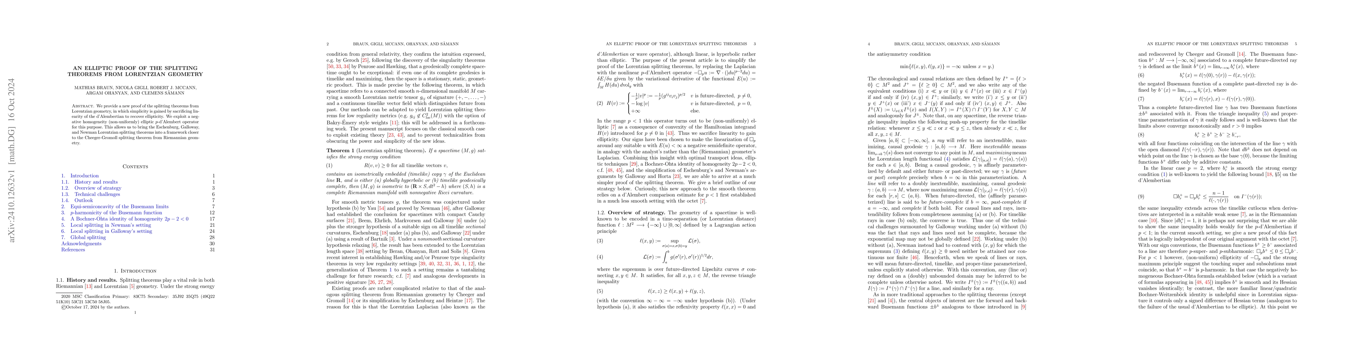 Thumbnail for An elliptic proof of the splitting theorems from Lorentzian geometry