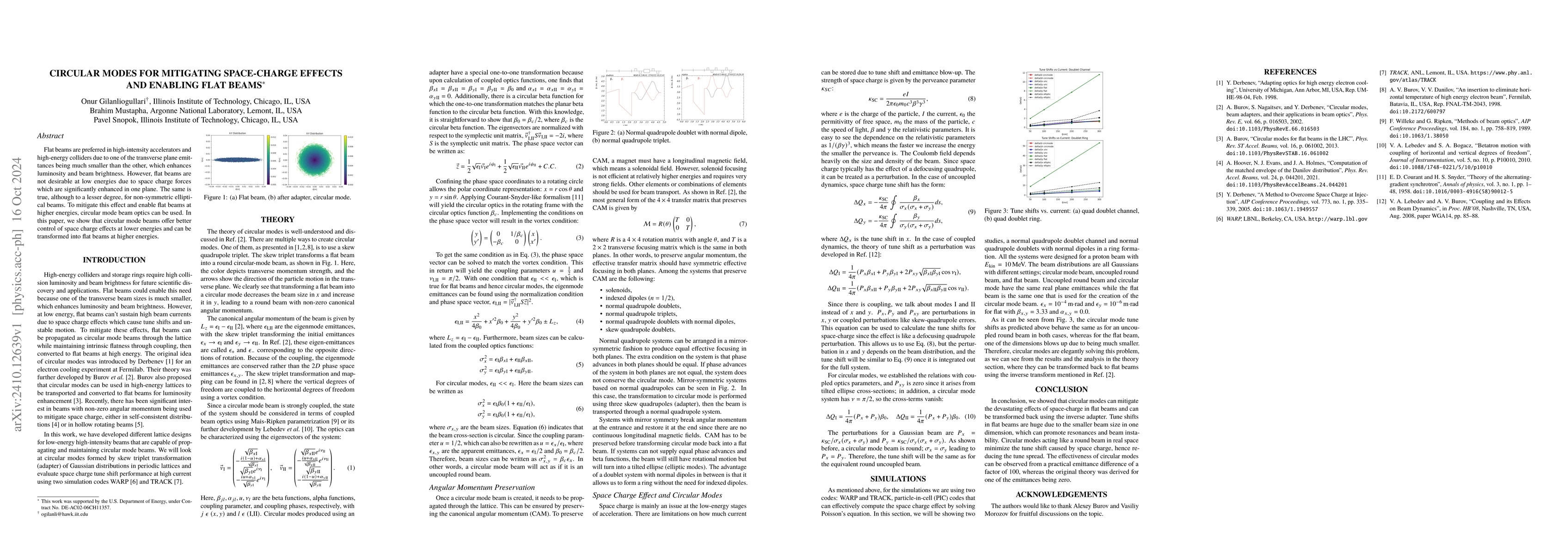 Thumbnail for Circular Modes for Mitigating Space-Charge effects and enabling Flat
  Beams