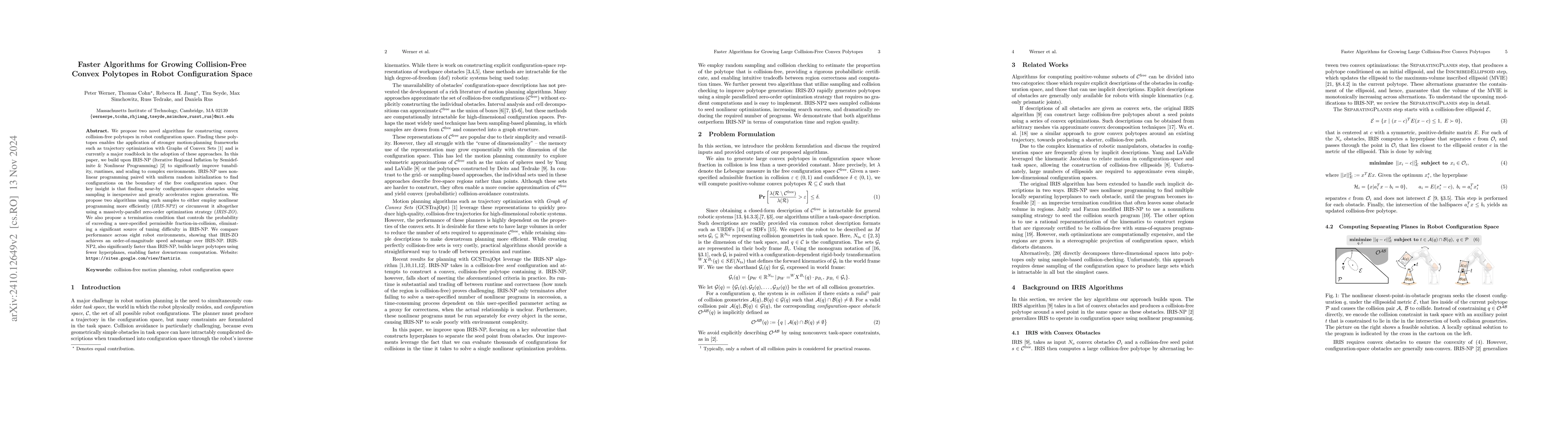 Thumbnail for Faster Algorithms for Growing Collision-Free Convex Polytopes in Robot
  Configuration Space