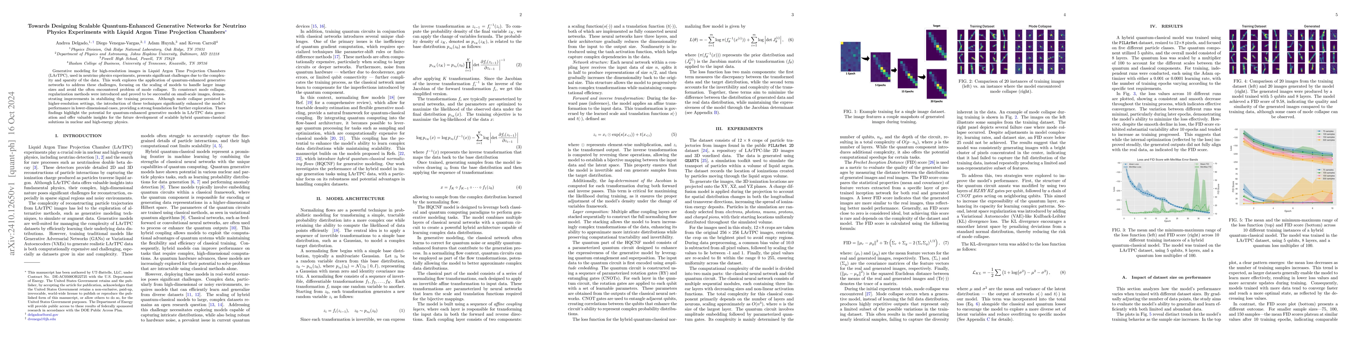 Thumbnail for Towards Designing Scalable Quantum-Enhanced Generative Networks for
  Neutrino Physics Experiments with Liquid Argon Time Projection Chambers