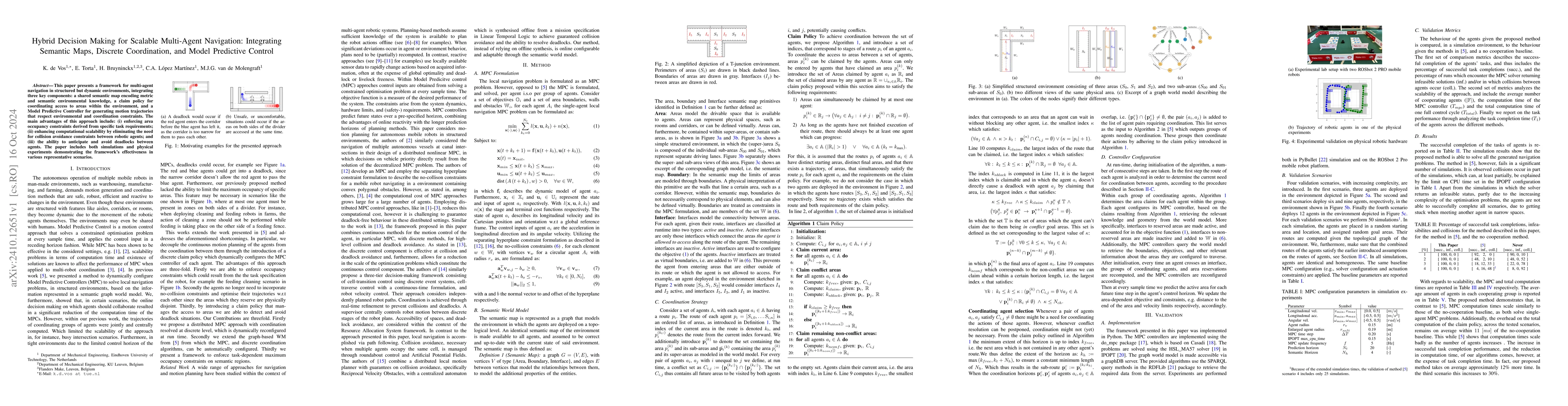 Thumbnail for Hybrid Decision Making for Scalable Multi-Agent Navigation: Integrating
  Semantic Maps, Discrete Coordination, and Model Predictive Control
