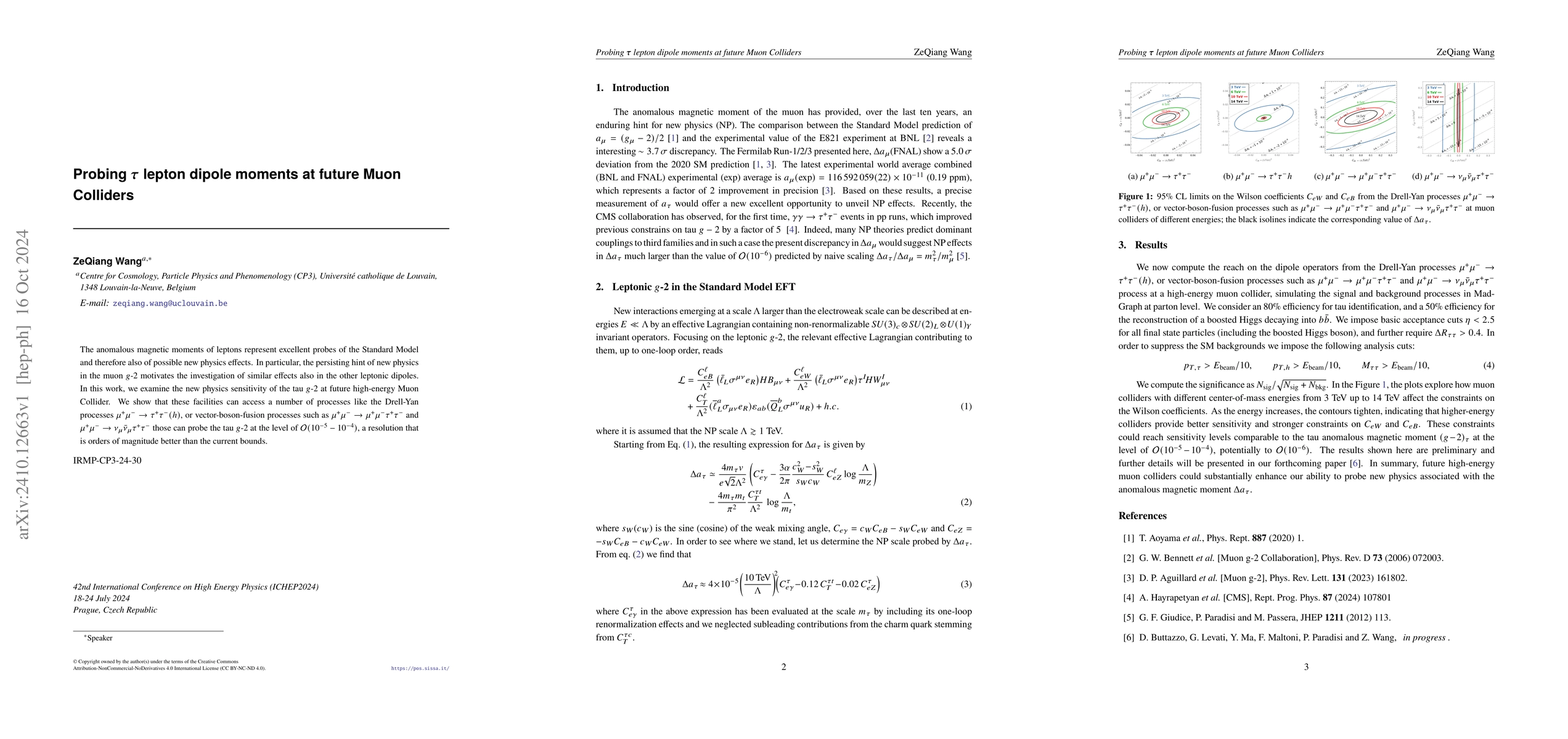 Thumbnail for Probing $τ$ lepton dipole moments at future Muon Colliders