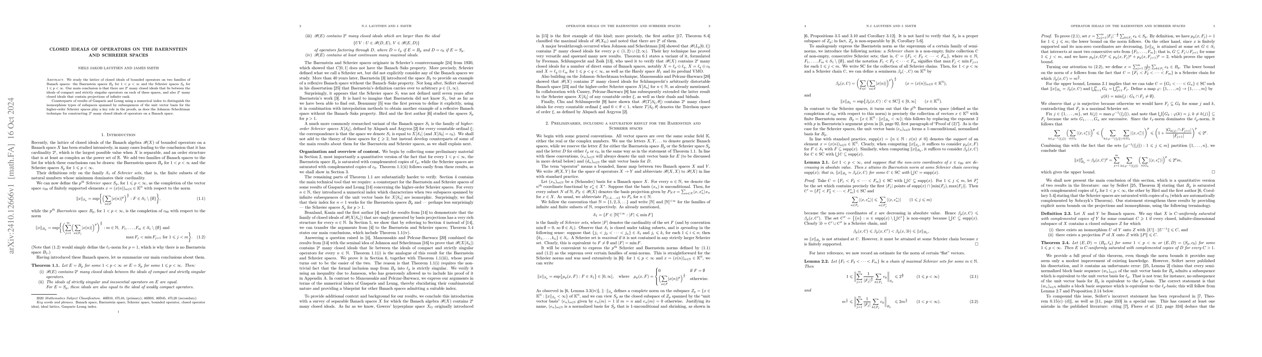 Thumbnail for Closed ideals of operators on the Baernstein and Schreier spaces