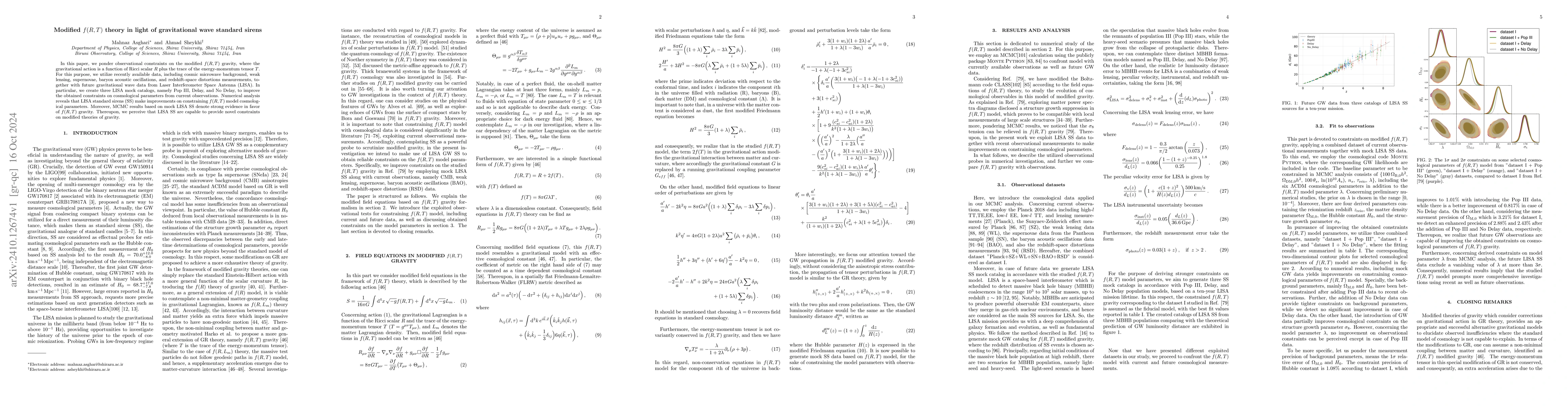 Thumbnail for Modified $f(R,T)$ theory in light of gravitational wave standard sirens