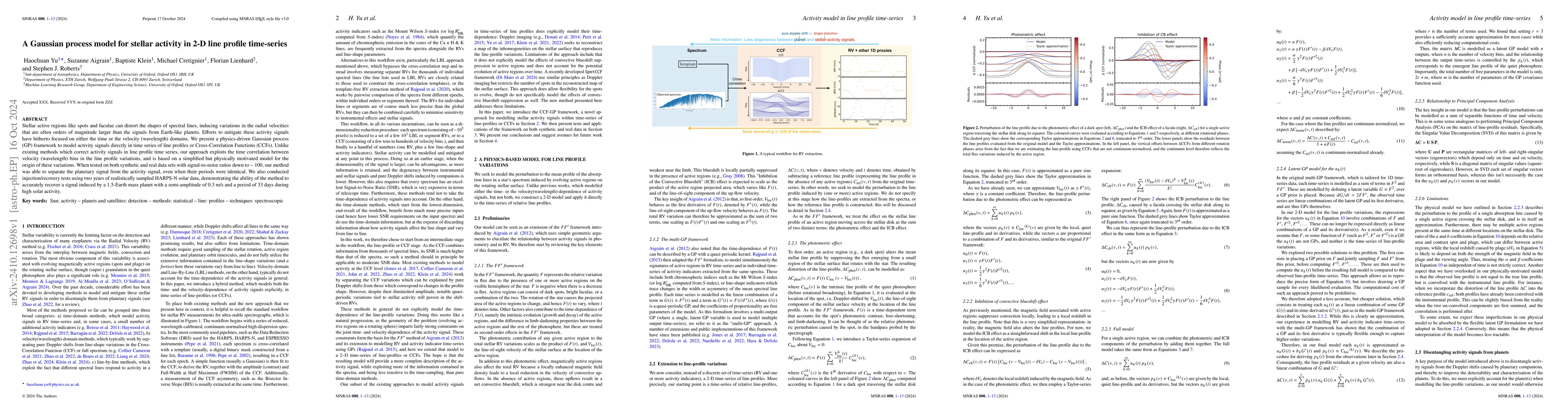 Thumbnail for A Gaussian process model for stellar activity in 2-D line profile
  time-series