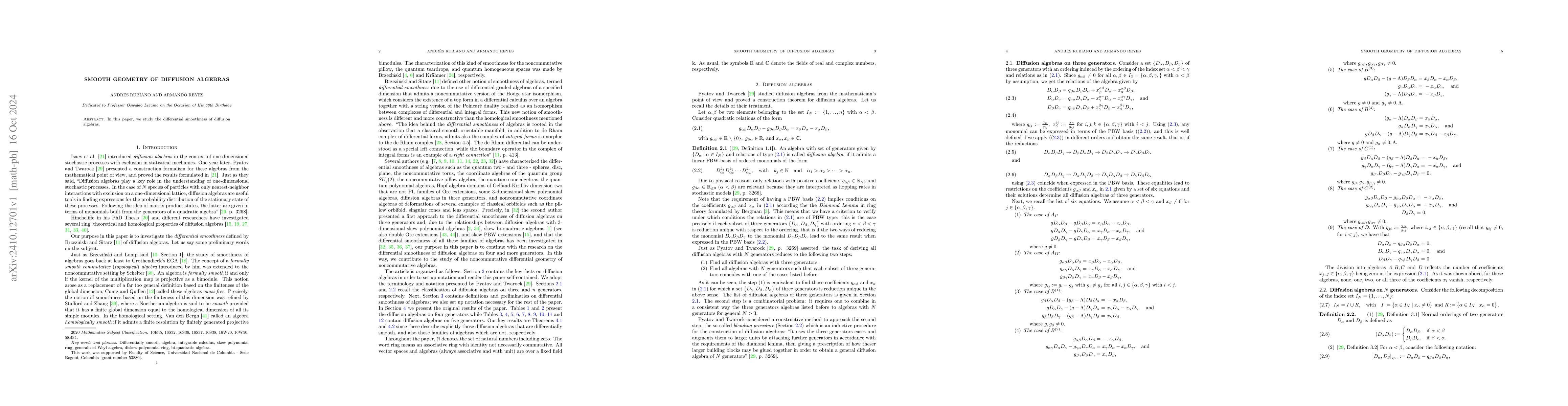 Thumbnail for Smooth Geometry of Diffusion Algebras