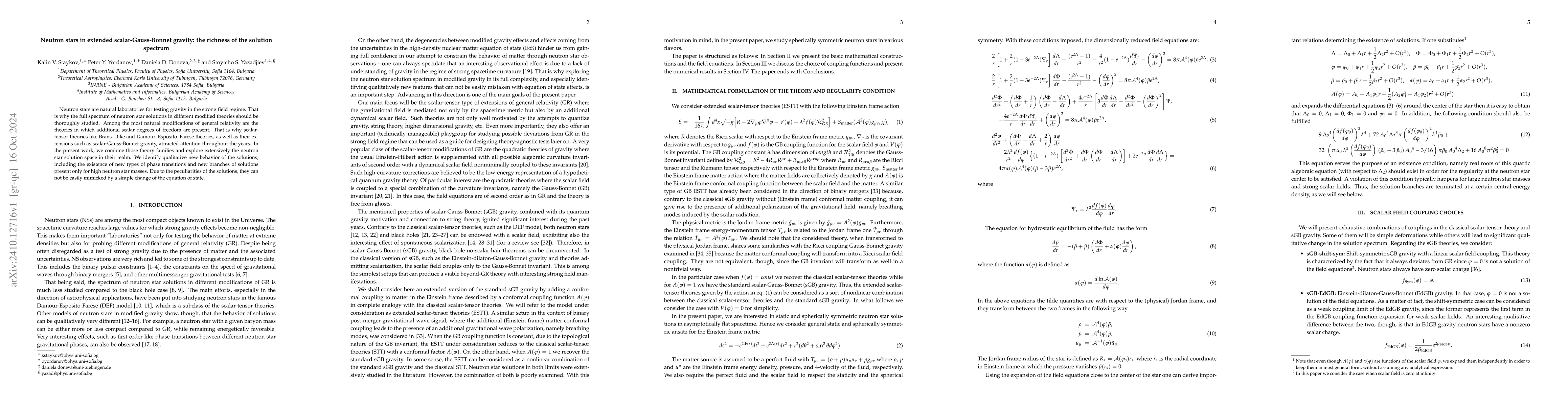 Thumbnail for Neutron stars in extended scalar-Gauss-Bonnet gravity: the richness of
  the solution spectrum