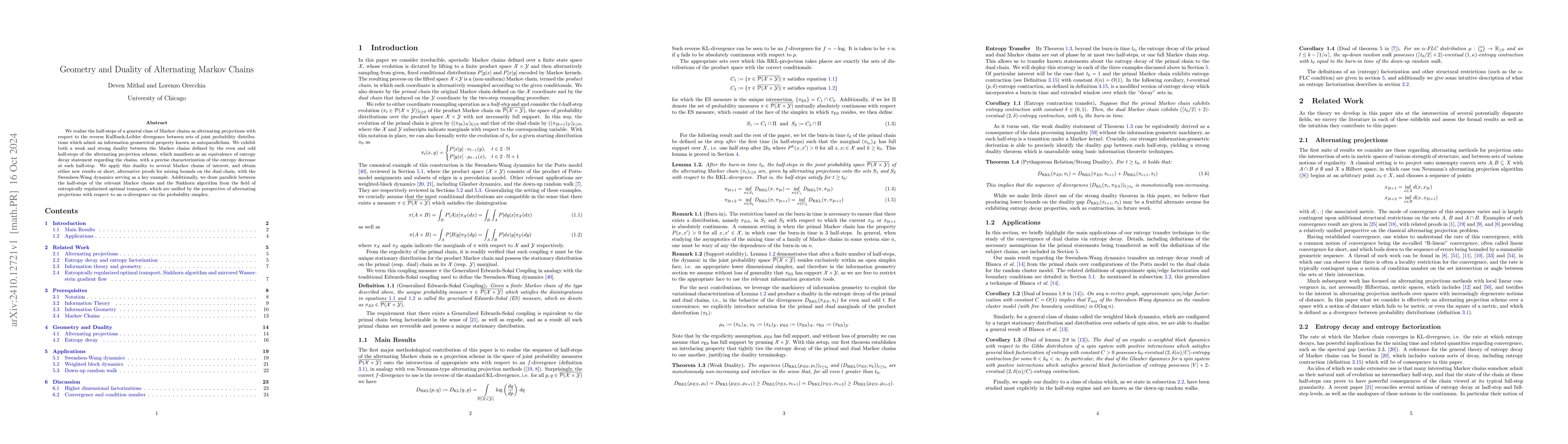 Thumbnail for Geometry and Duality of Alternating Markov Chains