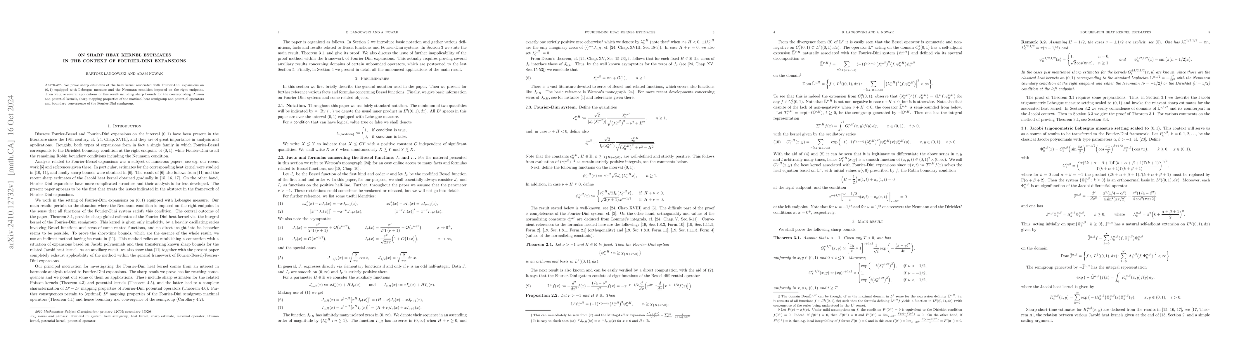 Thumbnail for On sharp heat kernel estimates in the context of Fourier-Dini expansions
