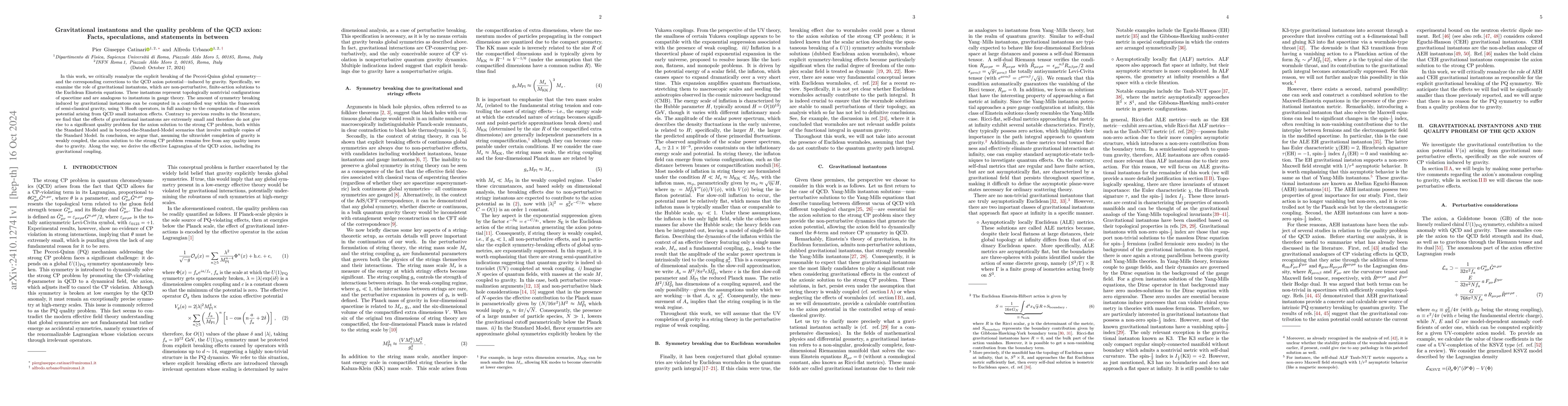 Thumbnail for Gravitational instantons and the quality problem of the QCD axion:
  Facts, speculations, and statements in between