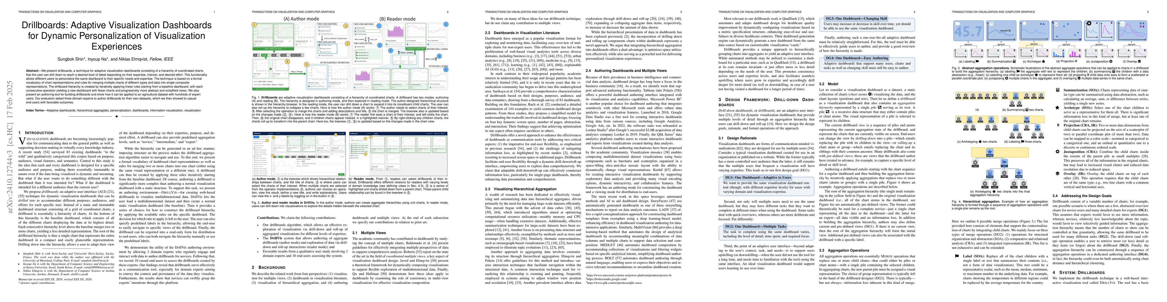 Thumbnail for Drillboards: Adaptive Visualization Dashboards for Dynamic
  Personalization of Visualization Experiences