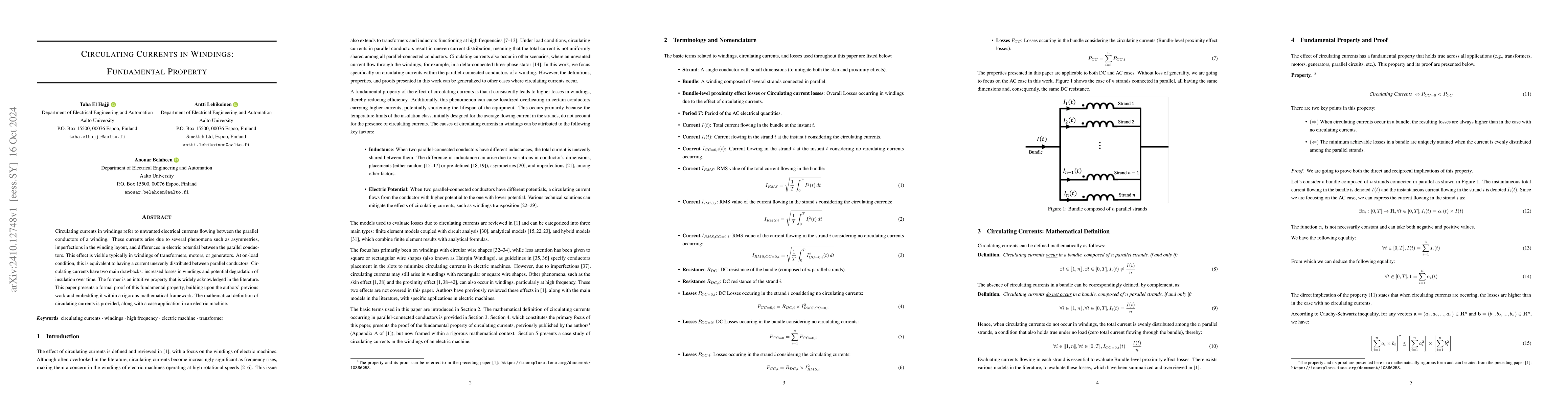 Thumbnail for Circulating Currents in Windings: Fundamental Property