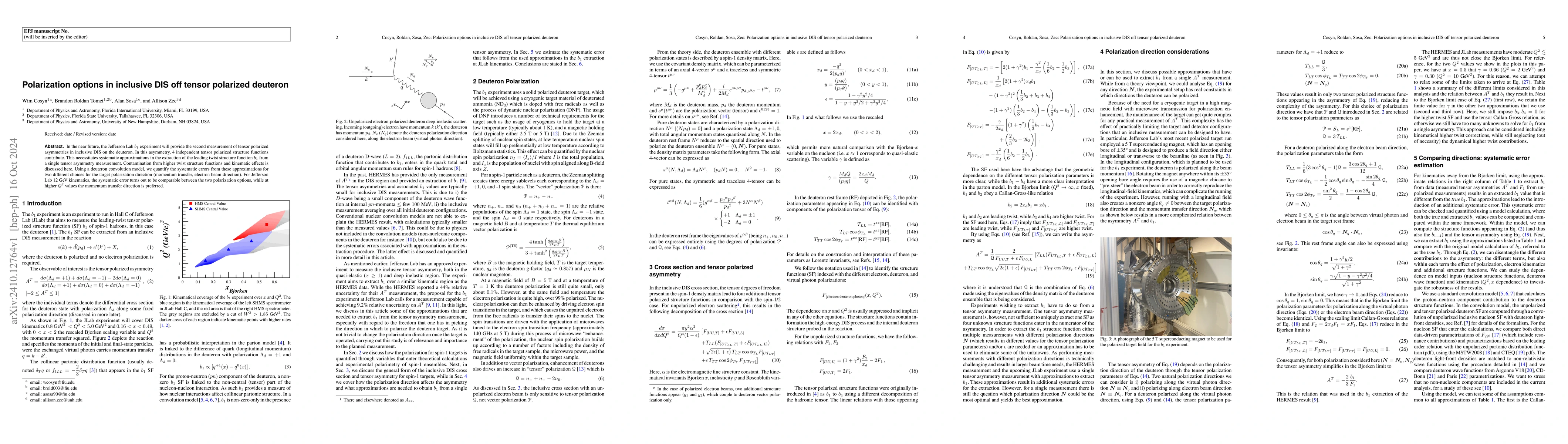 Thumbnail for Polarization options in inclusive DIS off tensor polarized deuteron