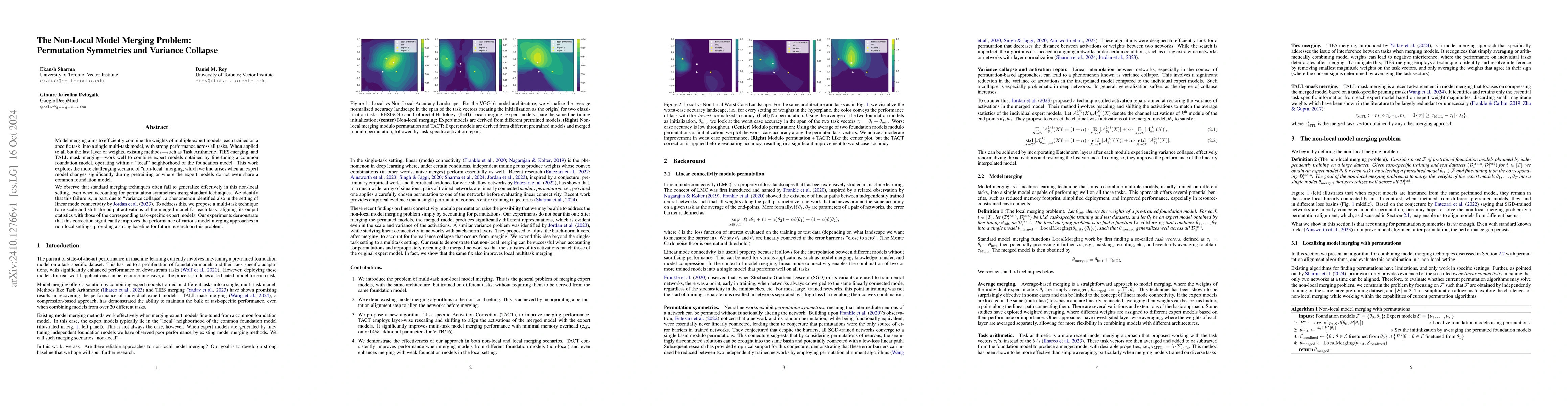 Thumbnail for The Non-Local Model Merging Problem: Permutation Symmetries and Variance
  Collapse