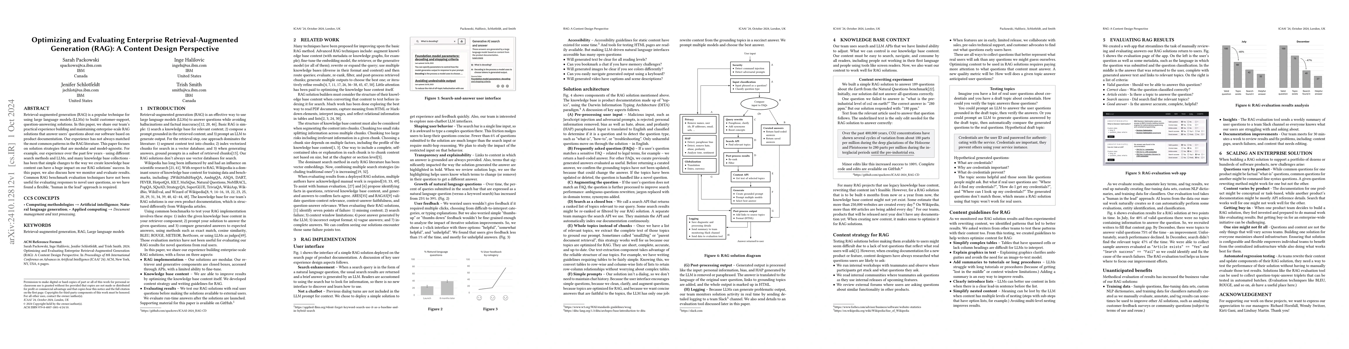 Thumbnail for Optimizing and Evaluating Enterprise Retrieval-Augmented Generation
  (RAG): A Content Design Perspective