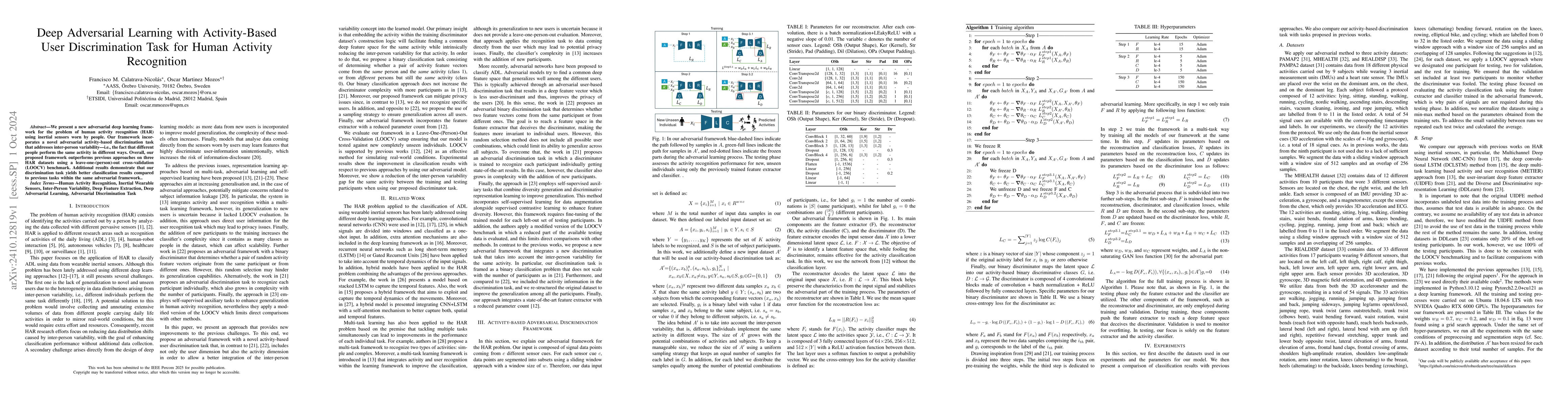 Thumbnail for Deep Adversarial Learning with Activity-Based User Discrimination Task
  for Human Activity Recognition