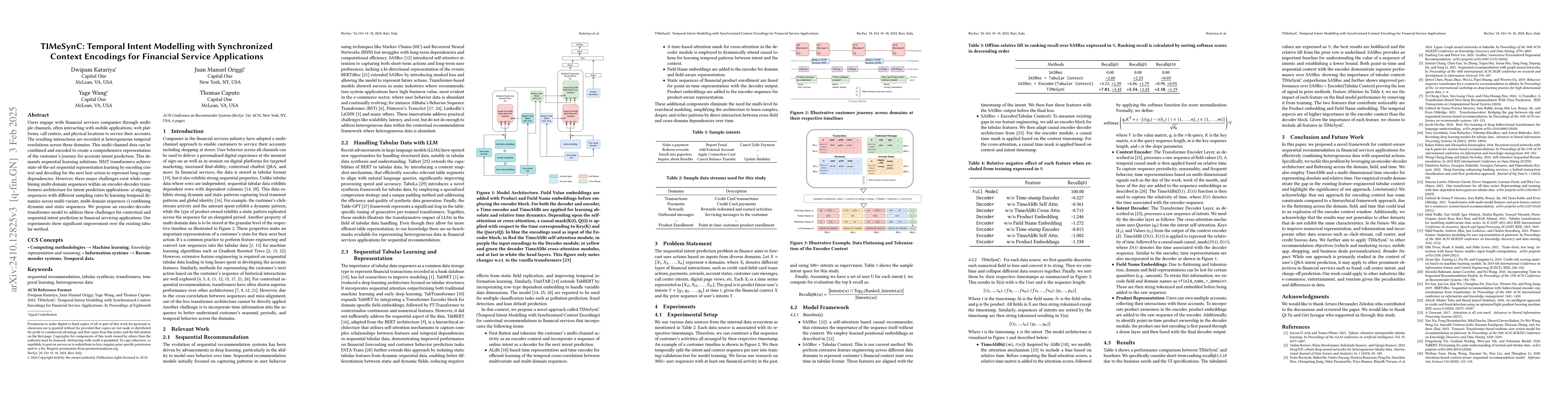 Thumbnail for TIMeSynC: Temporal Intent Modelling with Synchronized Context Encodings
  for Financial Service Applications