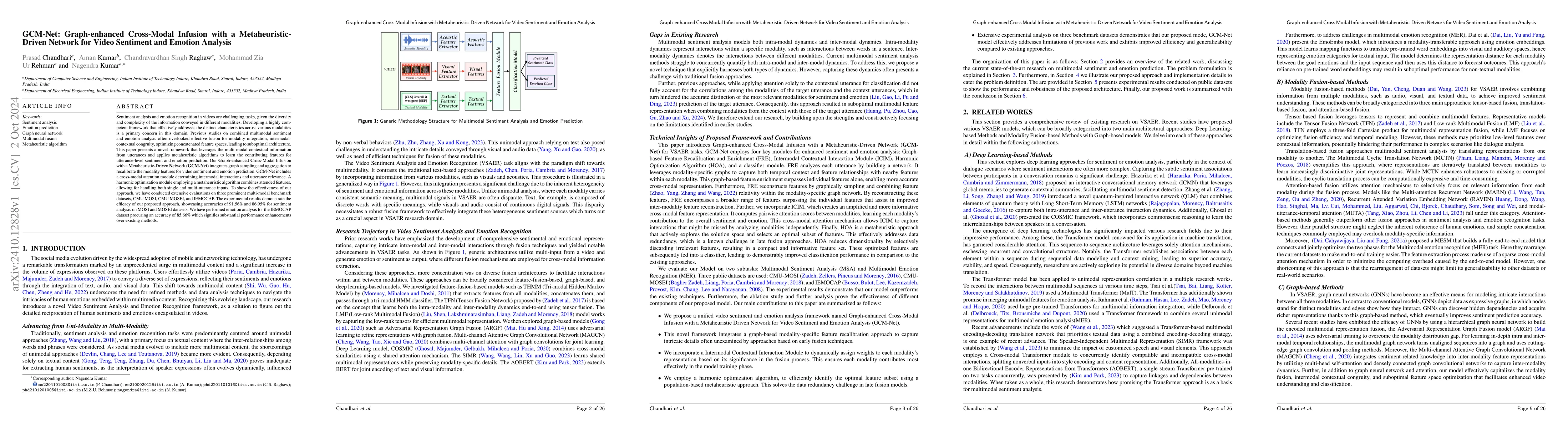 Thumbnail for GCM-Net: Graph-enhanced Cross-Modal Infusion with a Metaheuristic-Driven
  Network for Video Sentiment and Emotion Analysis