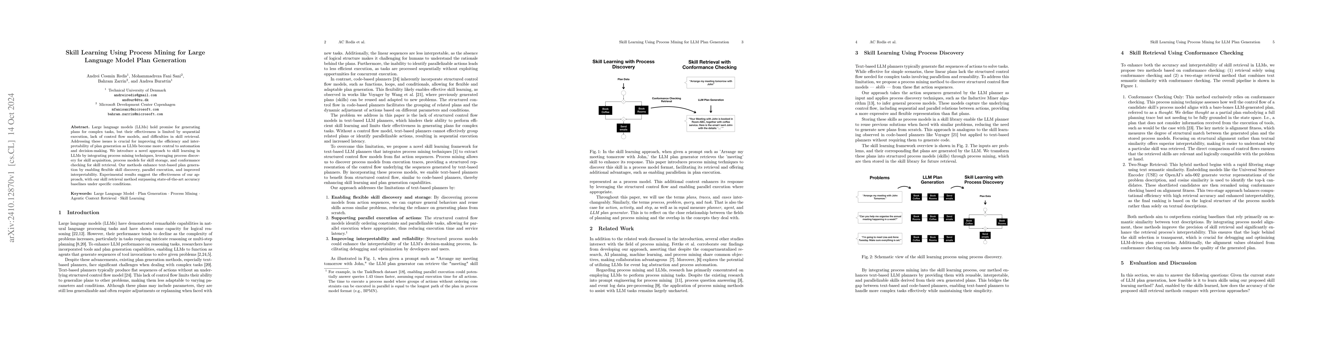 Thumbnail for Skill Learning Using Process Mining for Large Language Model Plan
  Generation