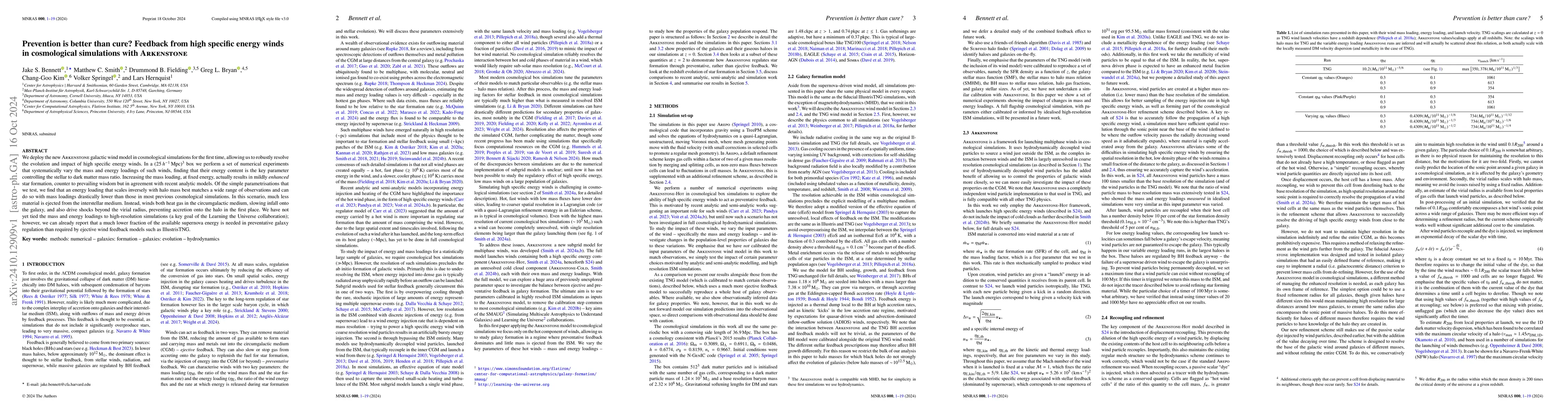 Thumbnail for Prevention is better than cure? Feedback from high specific energy winds
  in cosmological simulations with Arkenstone