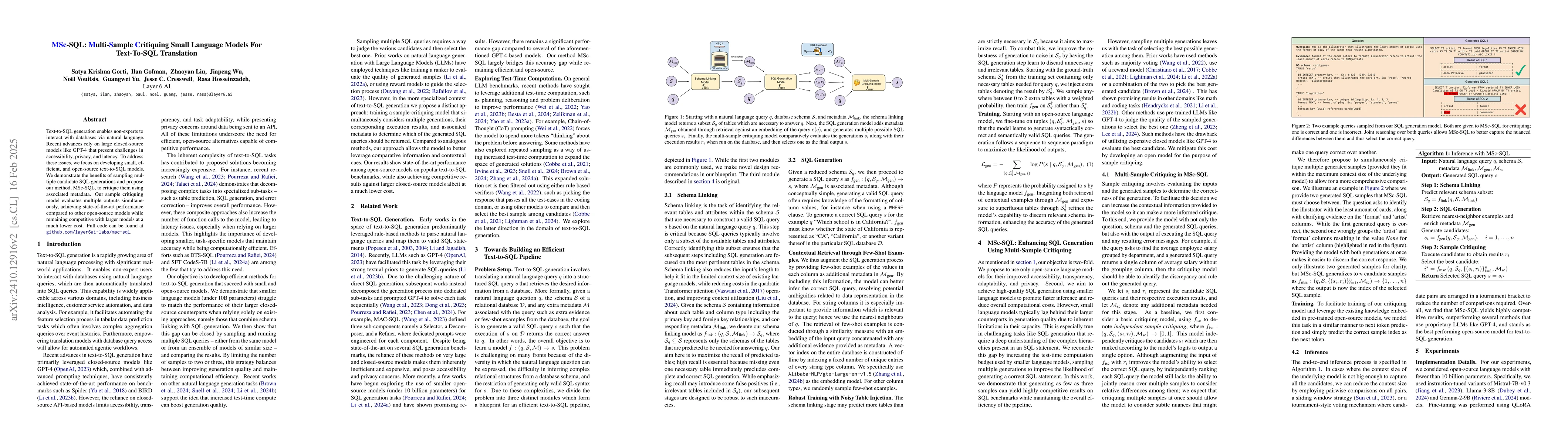 Thumbnail for MSc-SQL: Multi-Sample Critiquing Small Language Models For Text-To-SQL
  Translation