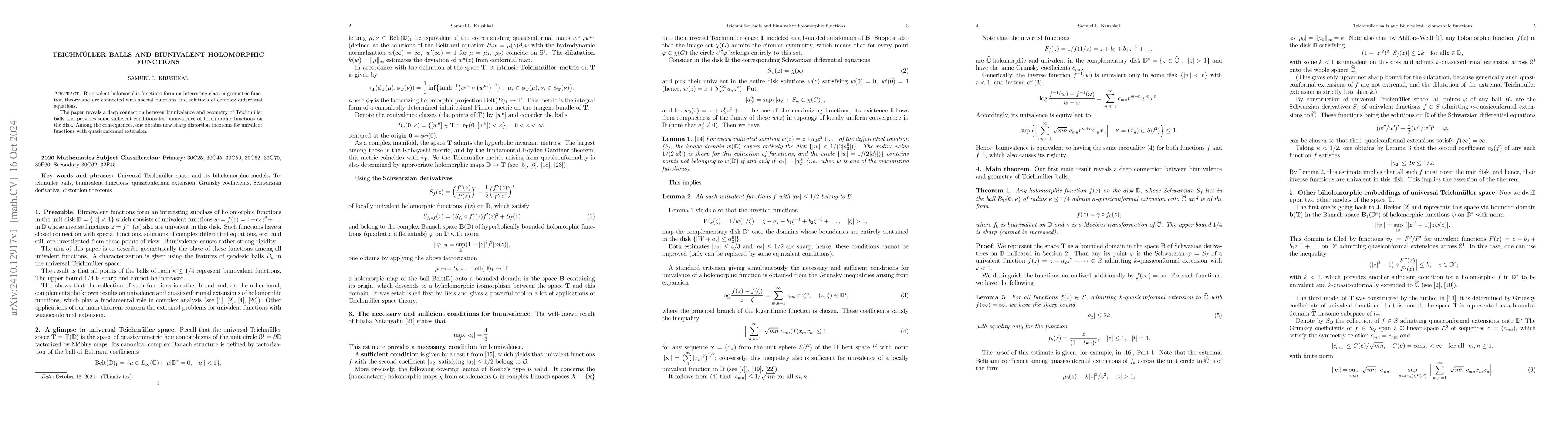 Thumbnail for Teichmuller balls and biunivalent holomorphic functions
