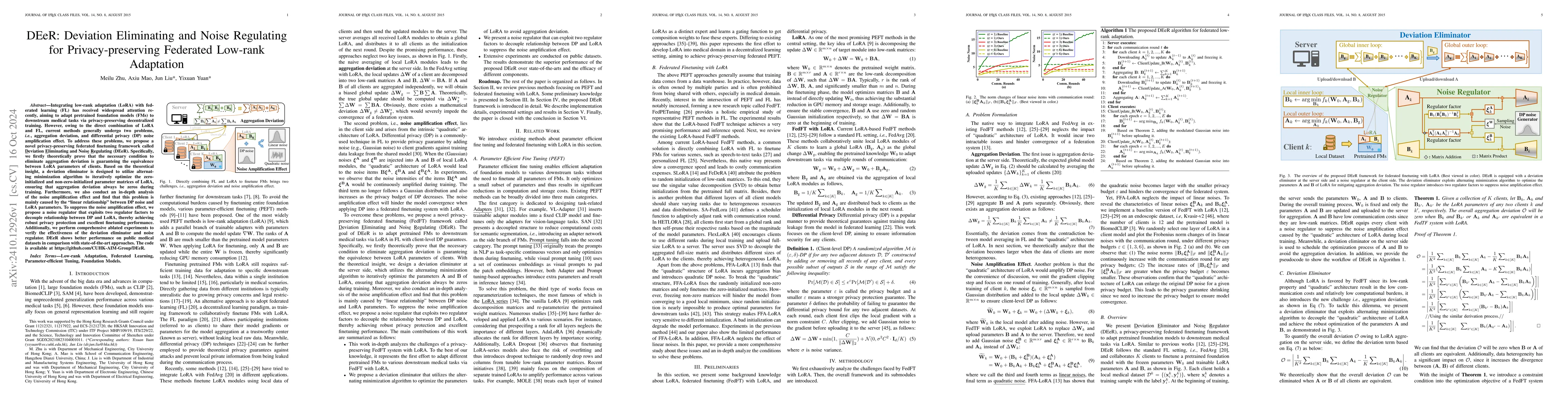 Thumbnail for DEeR: Deviation Eliminating and Noise Regulating for Privacy-preserving
  Federated Low-rank Adaptation
