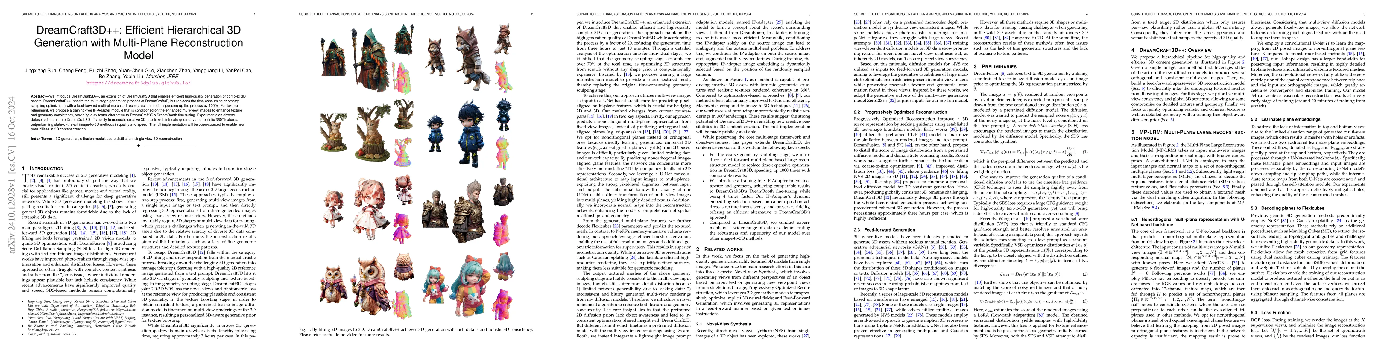 Thumbnail for DreamCraft3D++: Efficient Hierarchical 3D Generation with Multi-Plane
  Reconstruction Model