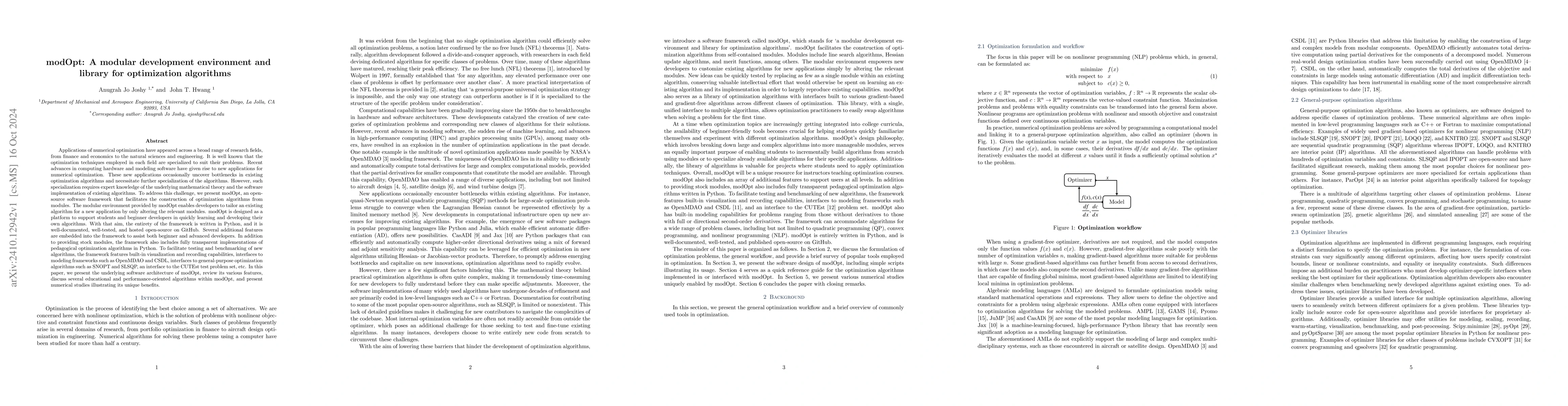 Thumbnail for modOpt: A modular development environment and library for optimization
  algorithms