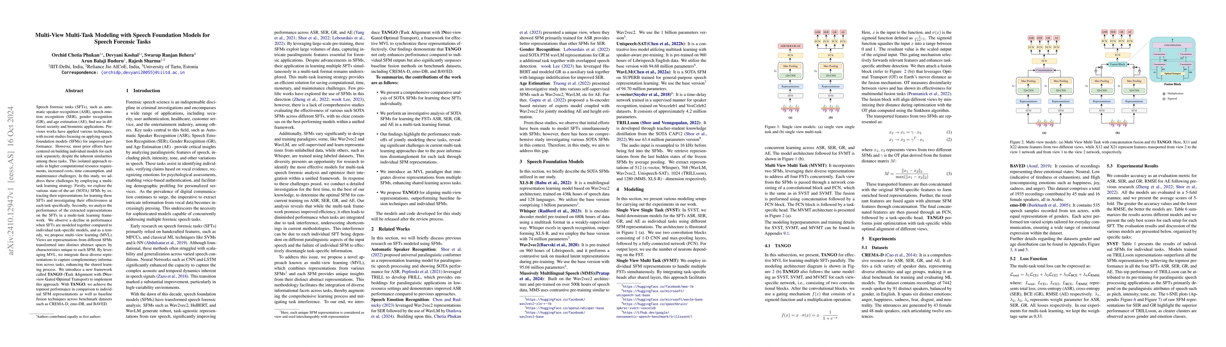 Thumbnail for Multi-View Multi-Task Modeling with Speech Foundation Models for Speech
  Forensic Tasks