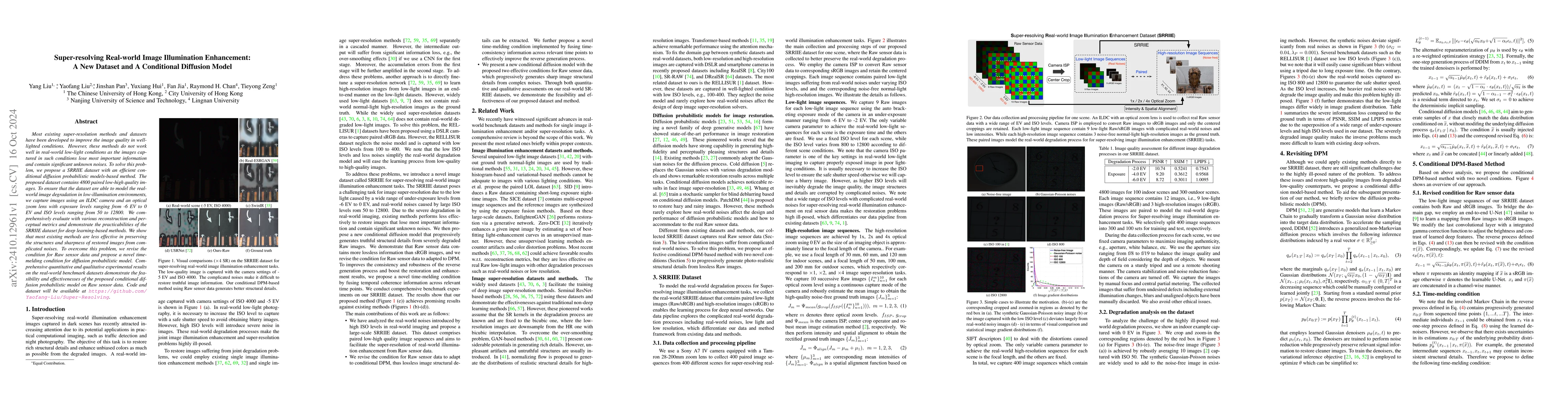 Thumbnail for Super-resolving Real-world Image Illumination Enhancement: A New Dataset
  and A Conditional Diffusion Model