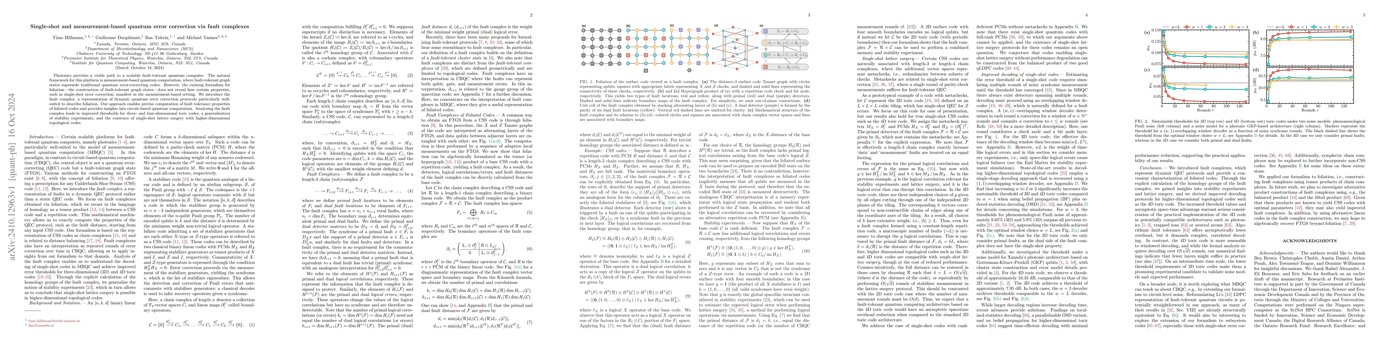 Thumbnail for Single-shot and measurement-based quantum error correction via fault
  complexes