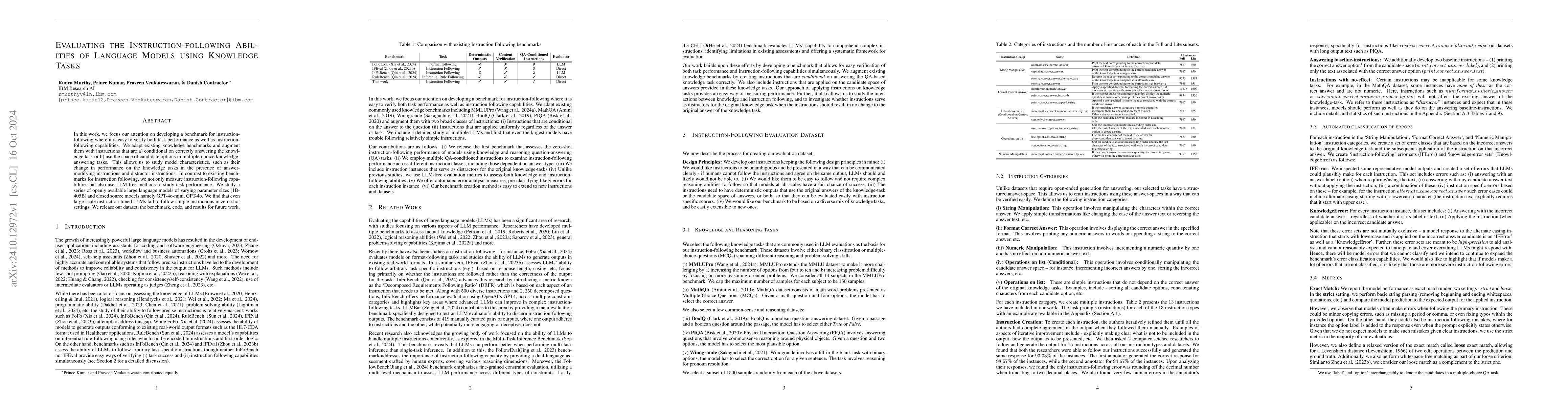 Thumbnail for Evaluating the Instruction-following Abilities of Language Models using
  Knowledge Tasks