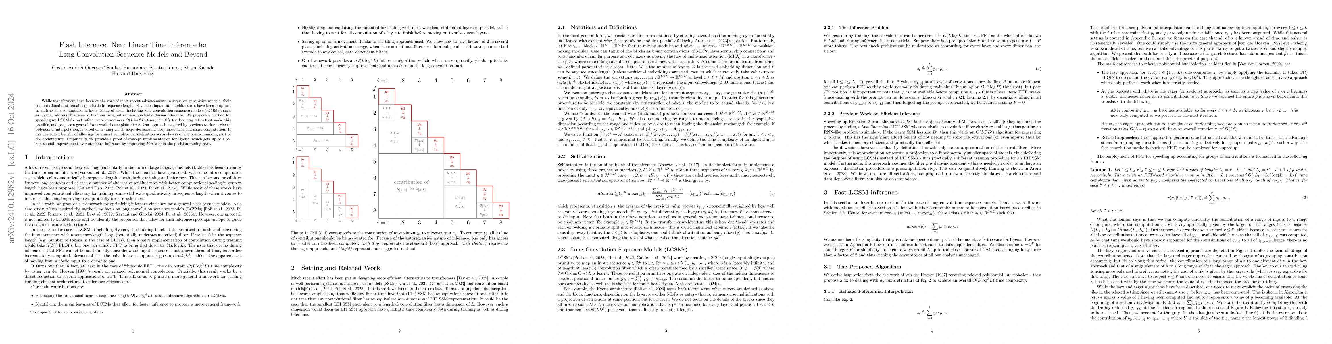 Thumbnail for Flash Inference: Near Linear Time Inference for Long Convolution
  Sequence Models and Beyond