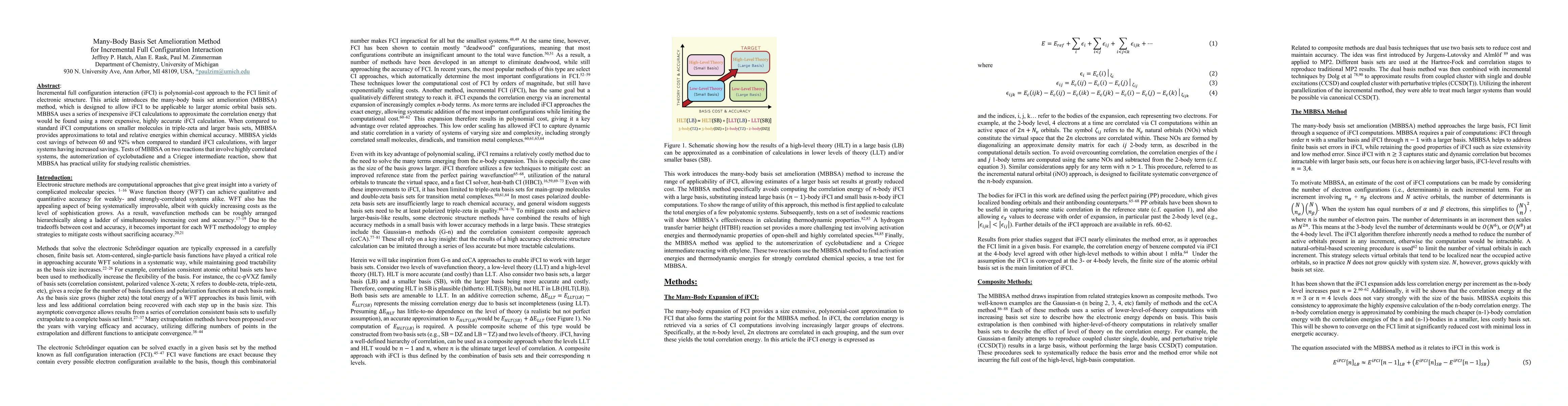 Thumbnail for Many-Body Basis Set Amelioration Method for Incremental Full
  Configuration Interaction