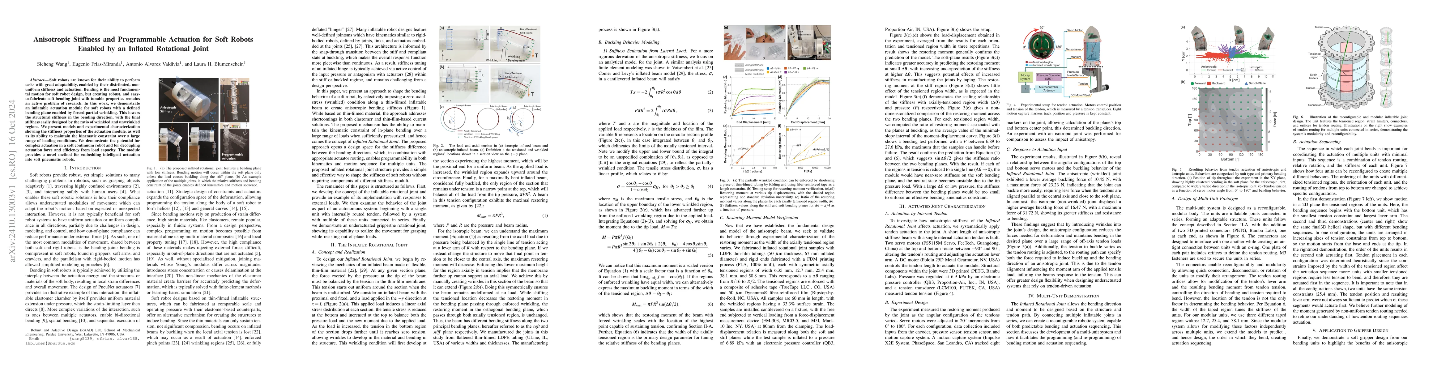 Thumbnail for Anisotropic Stiffness and Programmable Actuation for Soft Robots Enabled
  by an Inflated Rotational Joint