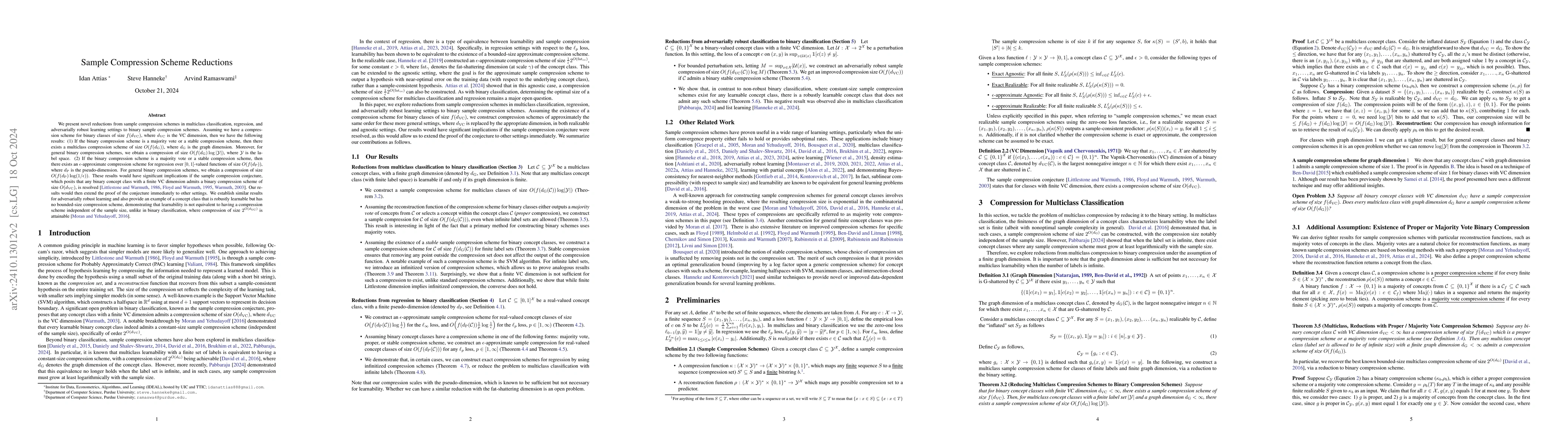 Thumbnail for Sample Compression Scheme Reductions