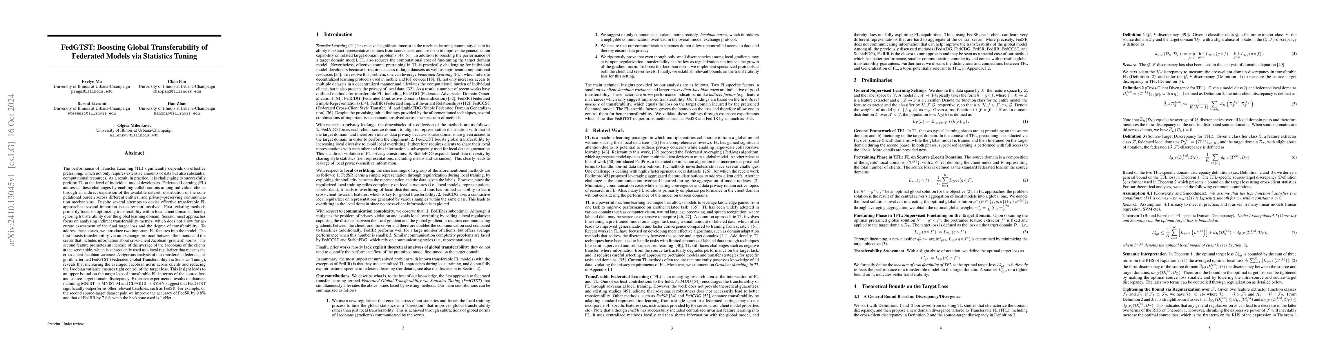 Thumbnail for FedGTST: Boosting Global Transferability of Federated Models via
  Statistics Tuning