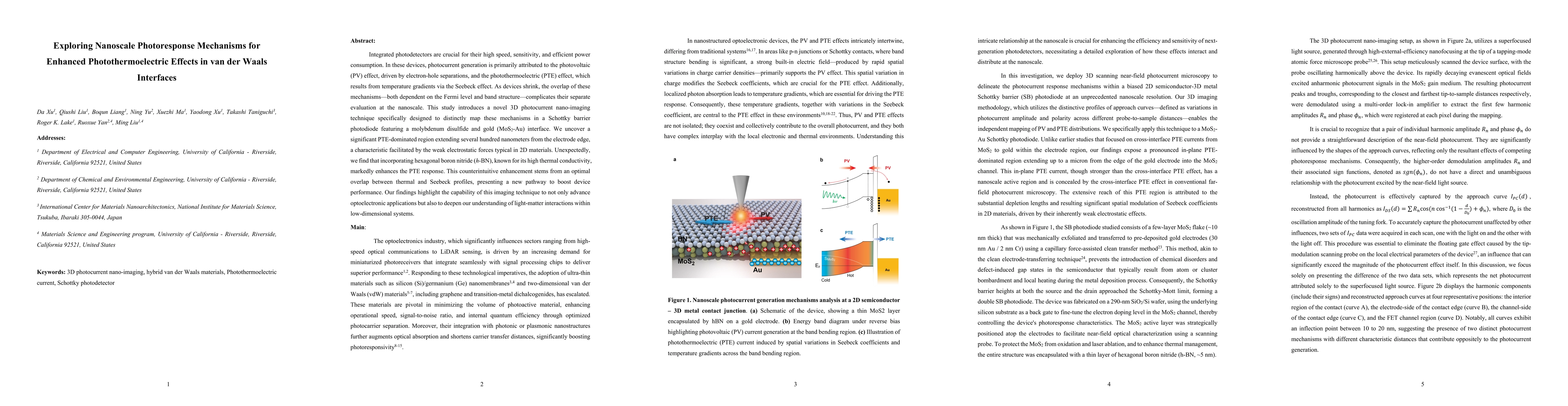 Thumbnail for Exploring Nanoscale Photoresponse Mechanisms for Enhanced
  Photothermoelectric Effects in van der Waals Interfaces