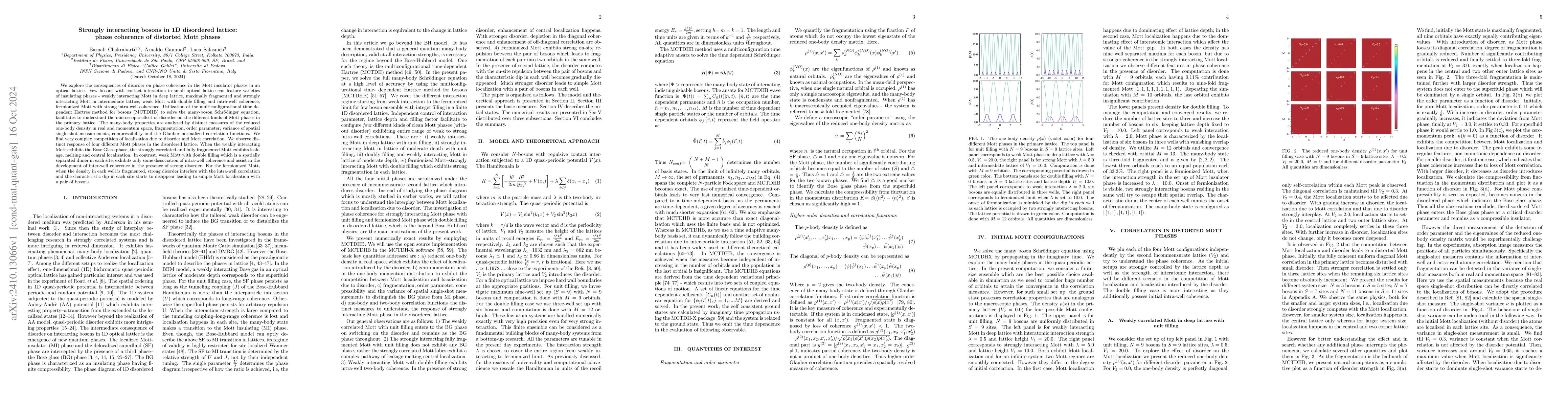 Thumbnail for Strongly interacting bosons in 1D disordered lattice: phase coherence of
  distorted Mott phases